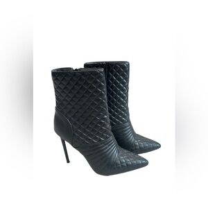 Rouge Helium Black Quilted Stiletto Ankle Boots – Size 7.5